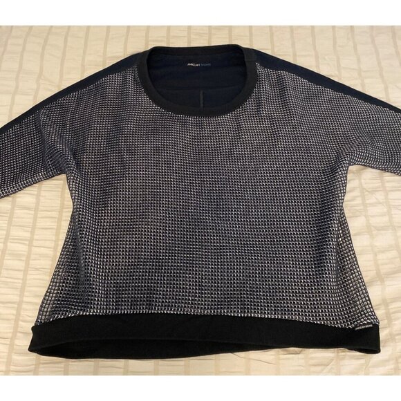 Marc Cain Sports Black & White Mesh Knit Sweater, Medium - Picture 5 of 9